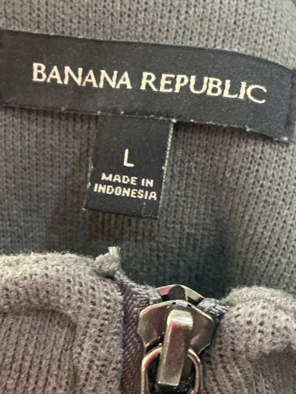 Banana Republic Men’s L Quarter Zip Pullover Cotton Blend Olive Gray